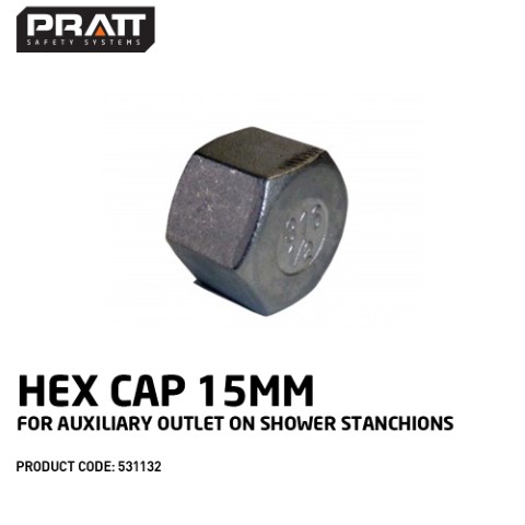 PRATT HEX CAP 15MM FOR AUXILIARY OUTLET ON SHOWER STANCHIONS